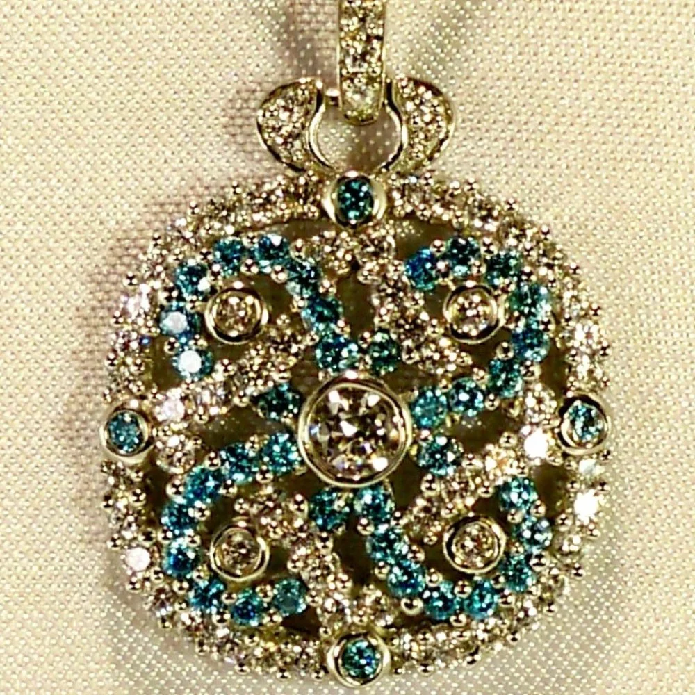 NEW Blue Cubic Zirconias Bezel Silver DESIGNER Necklace